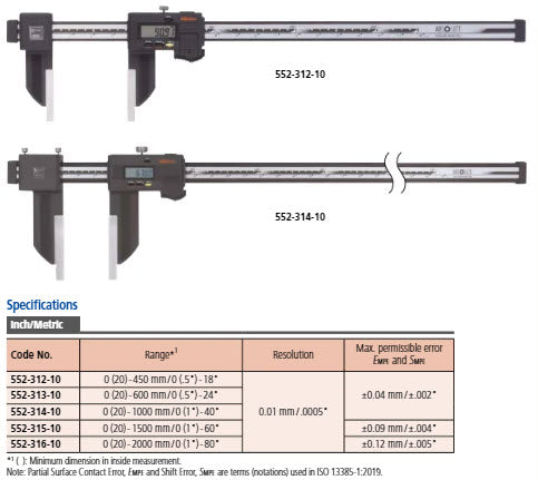 Mitutoyo Digital ABS Carbon Fibre Caliper Inch/Metric, 0-450mm/ 0-18", IP66 552-312-10