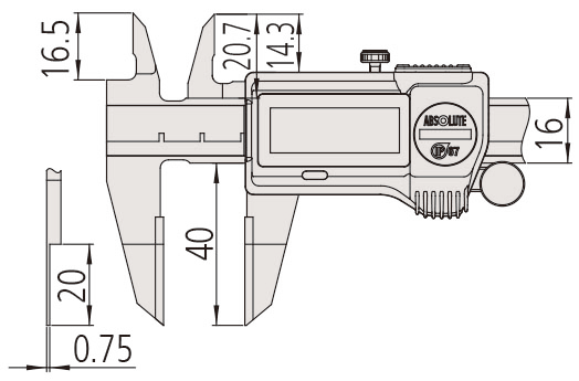 Mitutoyo Digital ABS Blade Caliper 0-150mm, IP67, Thumb Roller 573-634-20