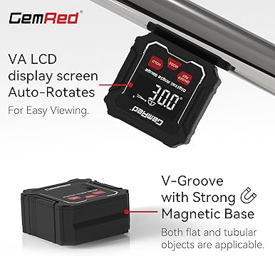GemRed Digital Angle Gauge DAG-V1 (DAG-V1 Hold Function) accuracy of ± 0.2° and a resolution of 0.1°