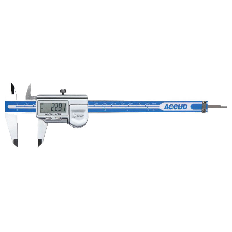 Accud Digital Caliper 6"/150mm x .01mm/.0005" With Output IP67 112-006-12