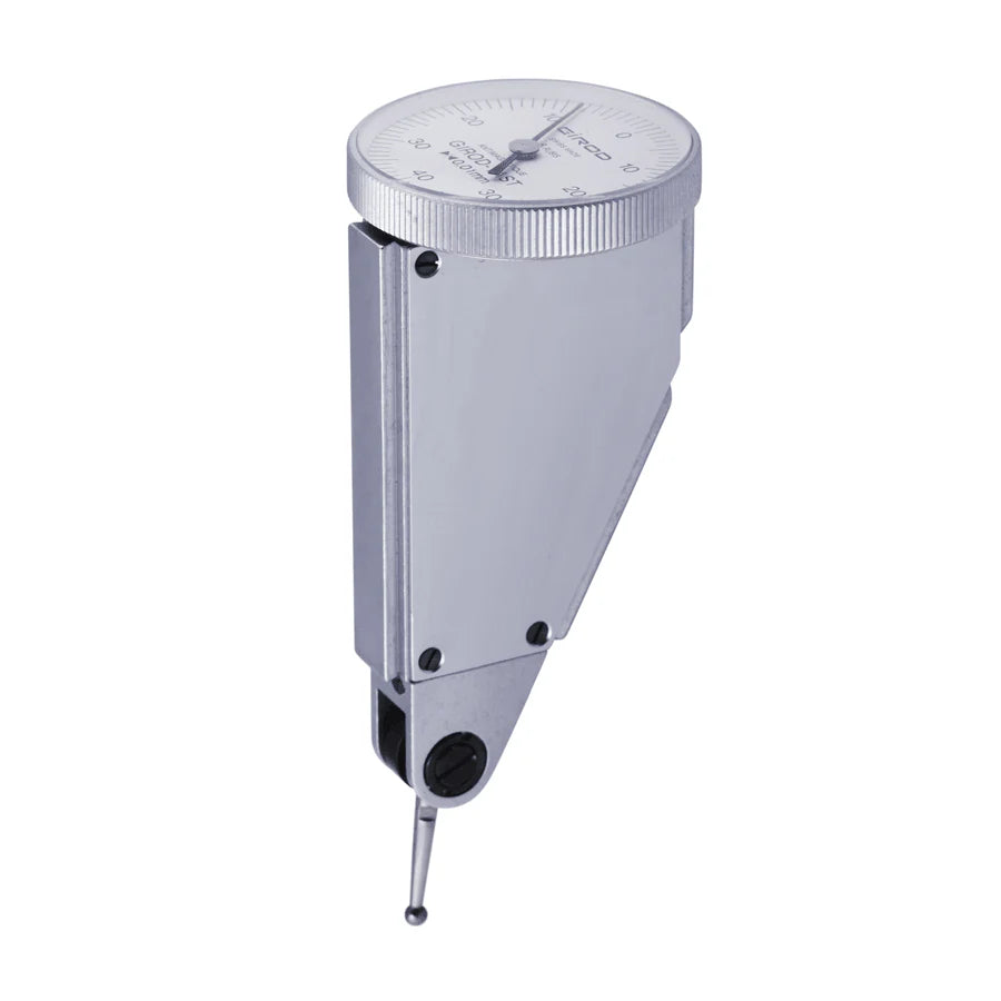Girod GT 1273 R Lever Dial Indicator Vertical Type, Graduation 0.002mm, Range 0.2mm, Stylus Length 12mm, Bezel Diameter 27.4mm, Antimagnetic, Manufactured in Switzerland