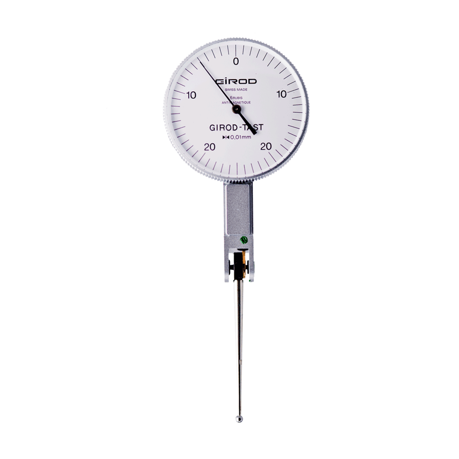 Girod GT1454 Lever Dial Indicator Horizontal Type, Graduation 0.01mm, Range 0.5mm, Stylus Length 36mm, Bezel Diameter 37mm