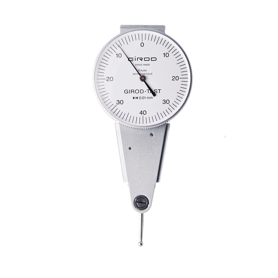 Girod GT 1492 R Lever Dial Indicator Parallel Type, Graduation 0.01mm, Range 0.8mm, Stylus Length 12mm, Bezel Diameter 37mm