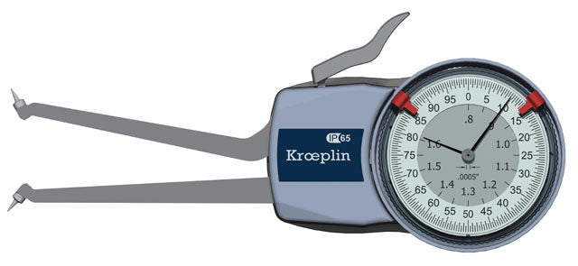 Kroeplin H7G20 mechanical internal measuring gauge Measuring range 0.8-1.6" Grad .0005" Measuring depth L max.: 3.3"