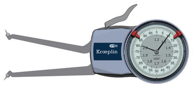 Kroeplin H7G30 mechanical internal measuring gauge Measuring range 1.2-2" Grad .0005" Measuring depth L max.: 3.3"