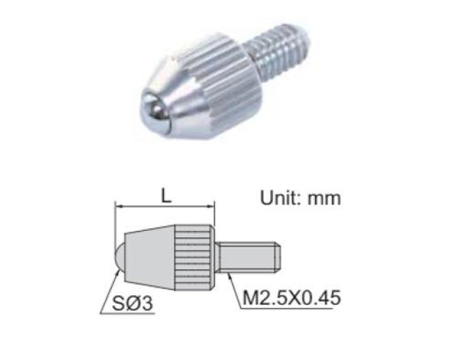 INSIZE Ball Contact Points Product Code: 6282-0101 Length: 7.3mm Material of measuring Face: Carbide Thread M2.5 x .45