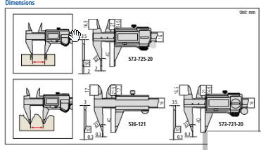 Mitutoyo Digital Point Caliper 573-721-20, 0-150mm/0-6"