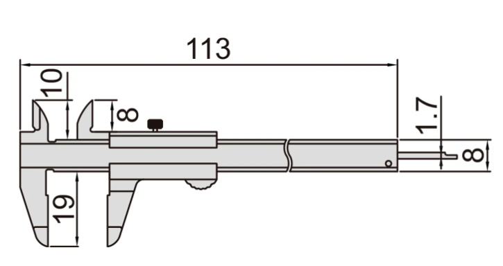 Insize Mini Vernier Caliper 0-70mm, Graduation .05mm 1204-70