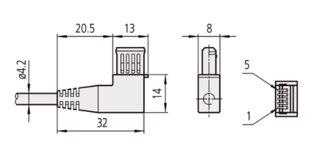 Mitutoyo Digimatic Cable, Flat L-Shape Left Type 905694