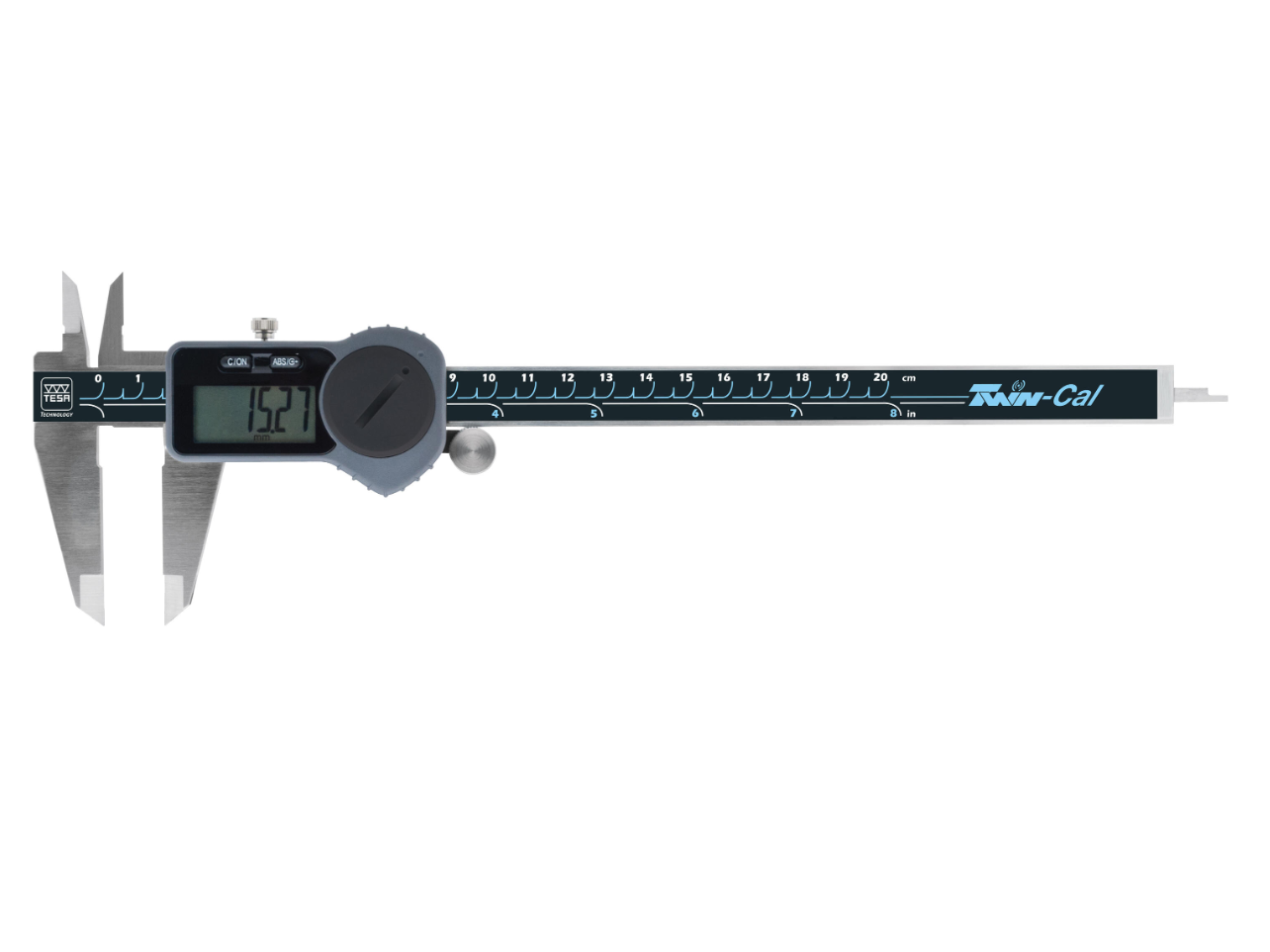 Tesa Twin-Cal Digital Caliper 0-200mm/0-8" IP40 (Square Depth Rod & Thumb Roller) 00530095