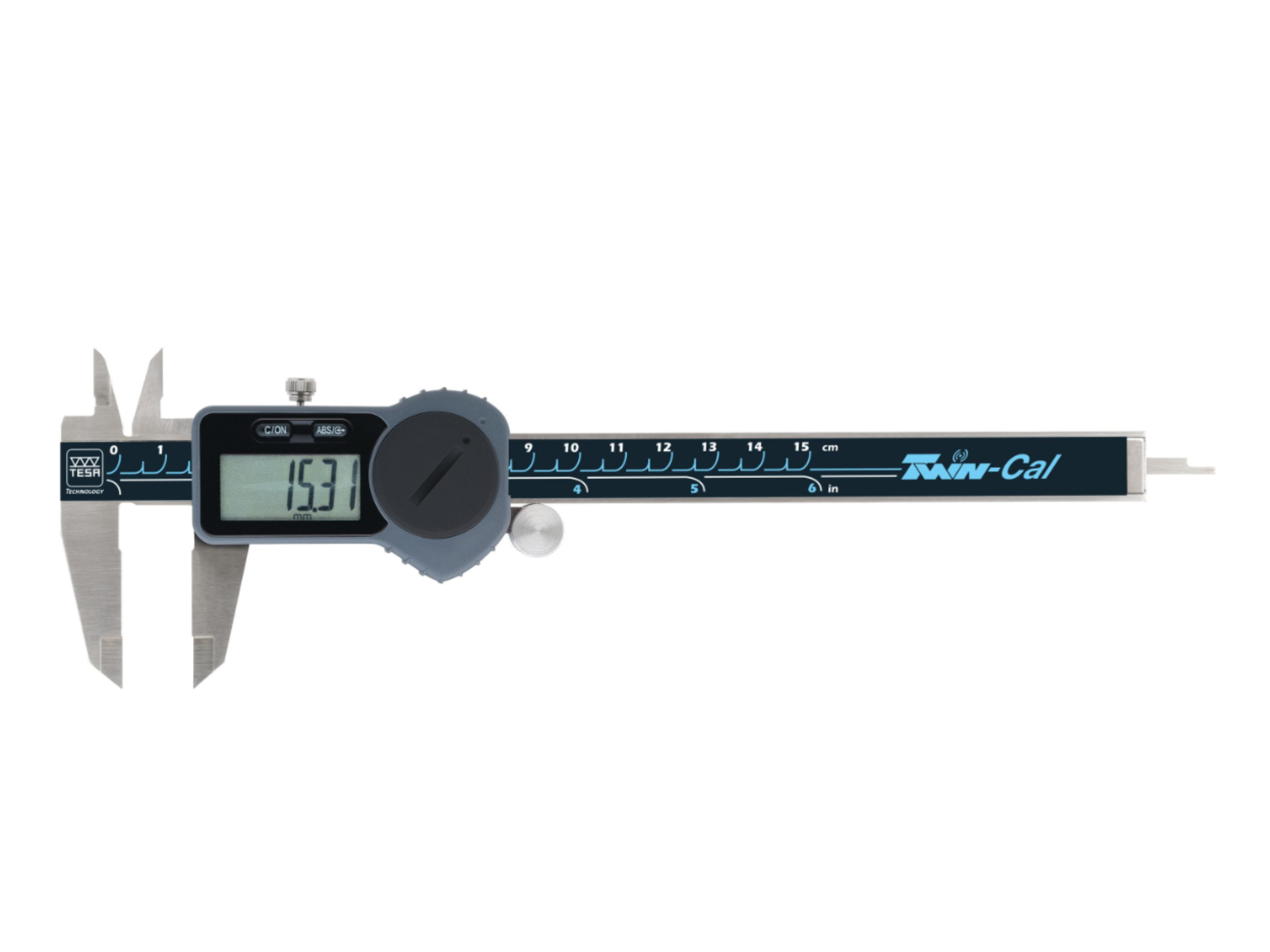 Tesa TWIN-CAL Universal Digital Calipers 0-150mm (Round Depth Rod with thumb roller) 00530094