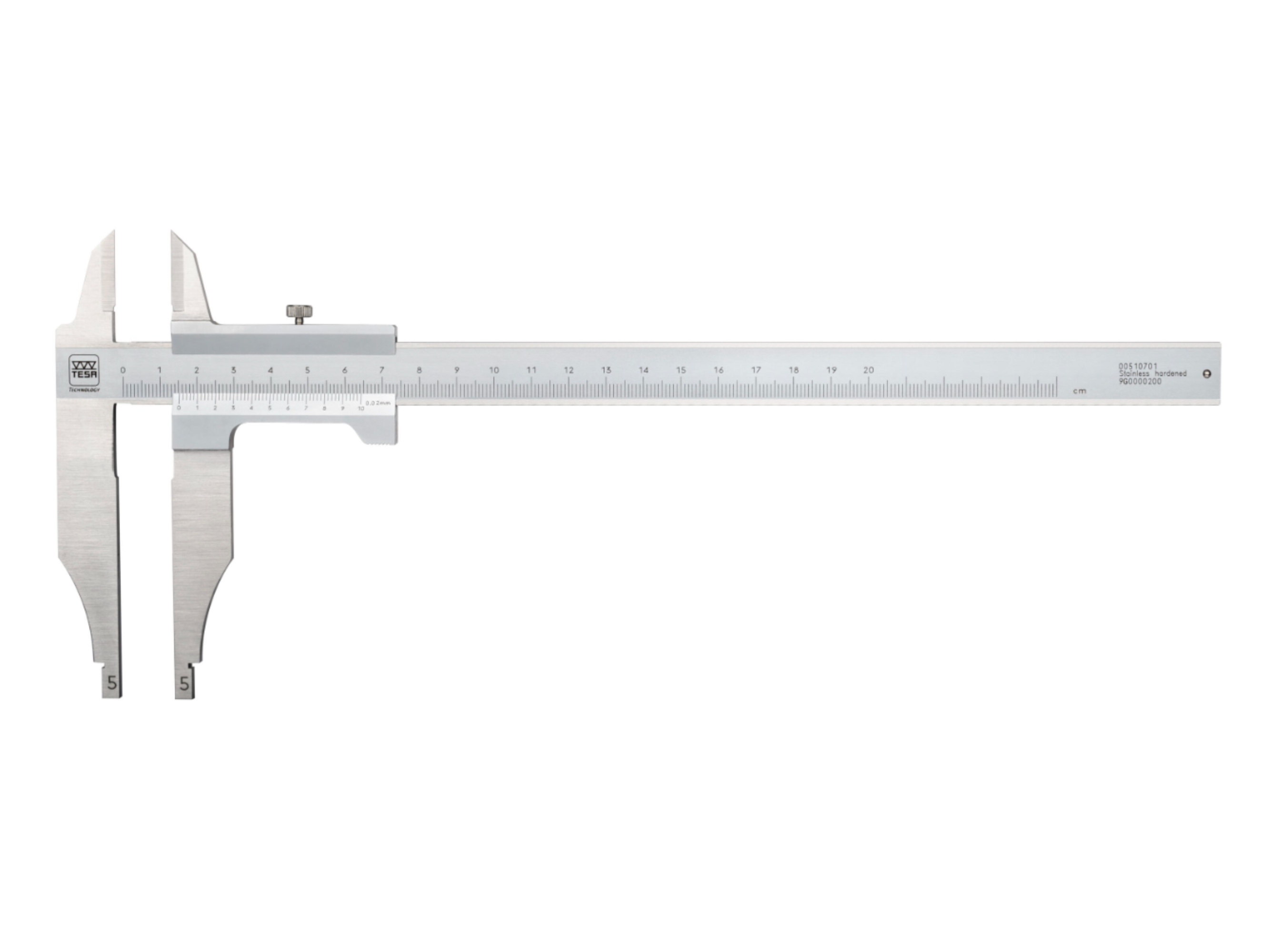 Tesa Workshop Vernier Calipers with knife-edge external jaws without fine adjustment 0-500mm/0-20" 0.05mm-1/128" 00530742