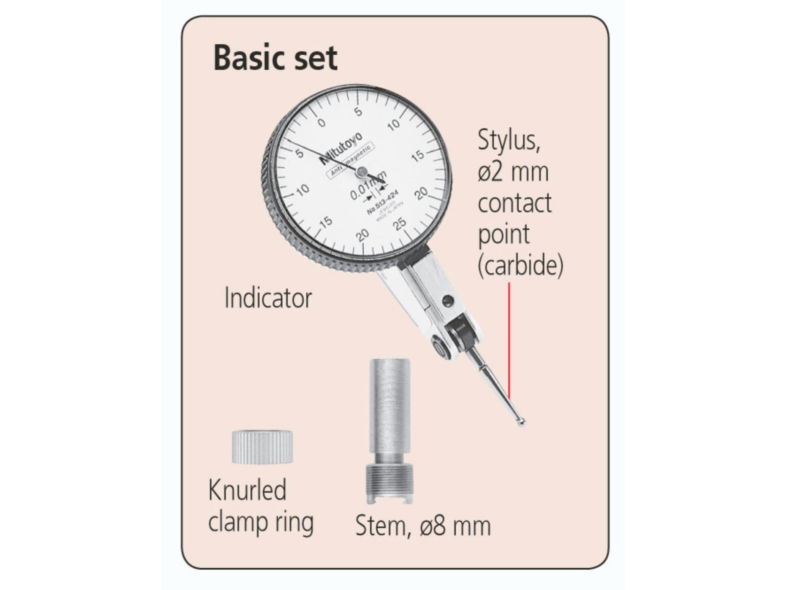 Lever-Type Dial Indicator 0.8mm 0.01mm Ø40mm 513-404-10E
