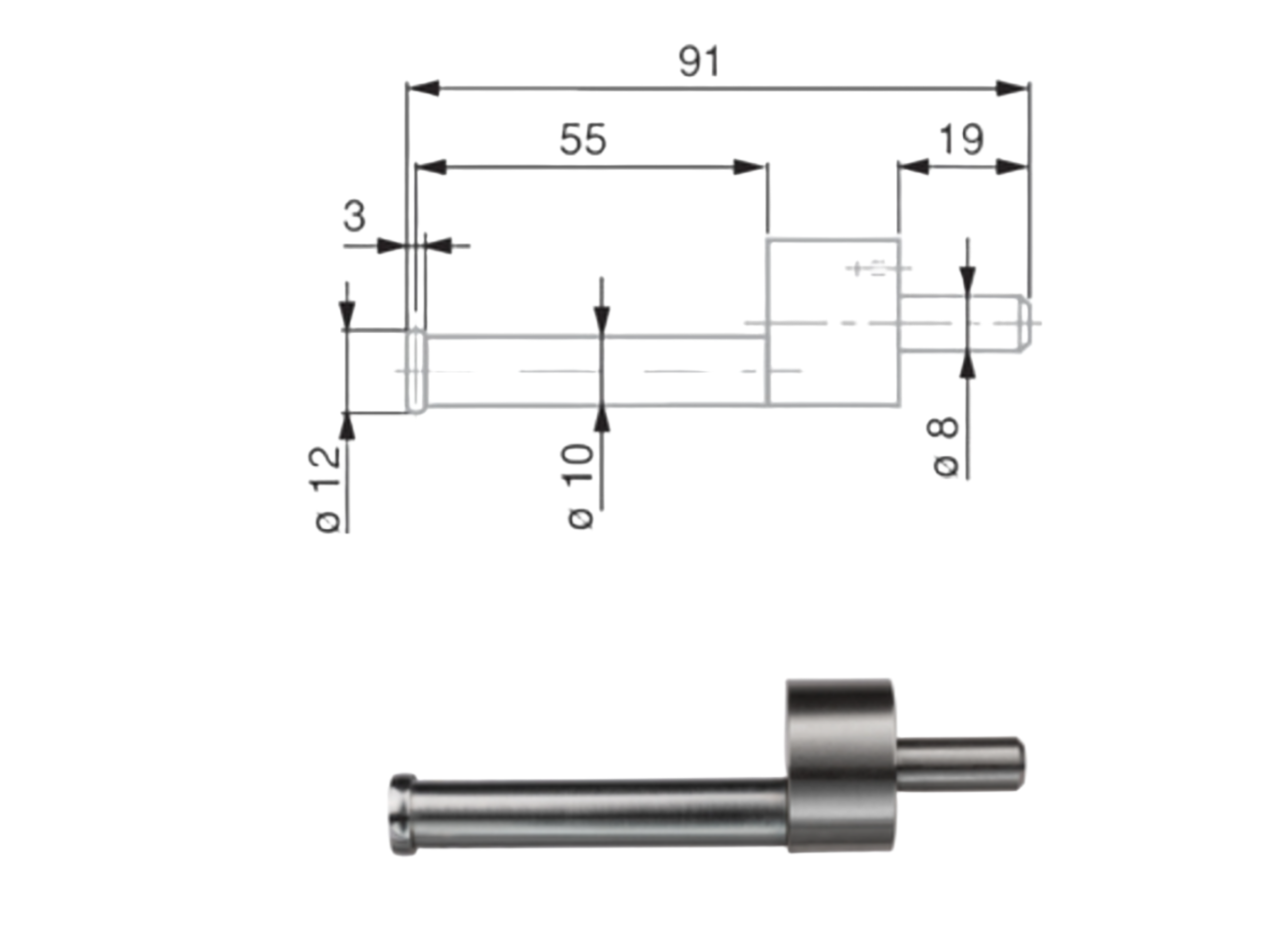 Disc Probe Carbide Ø 8 mm Shank, Ø 12 mm, L = 91 mm 0071684827