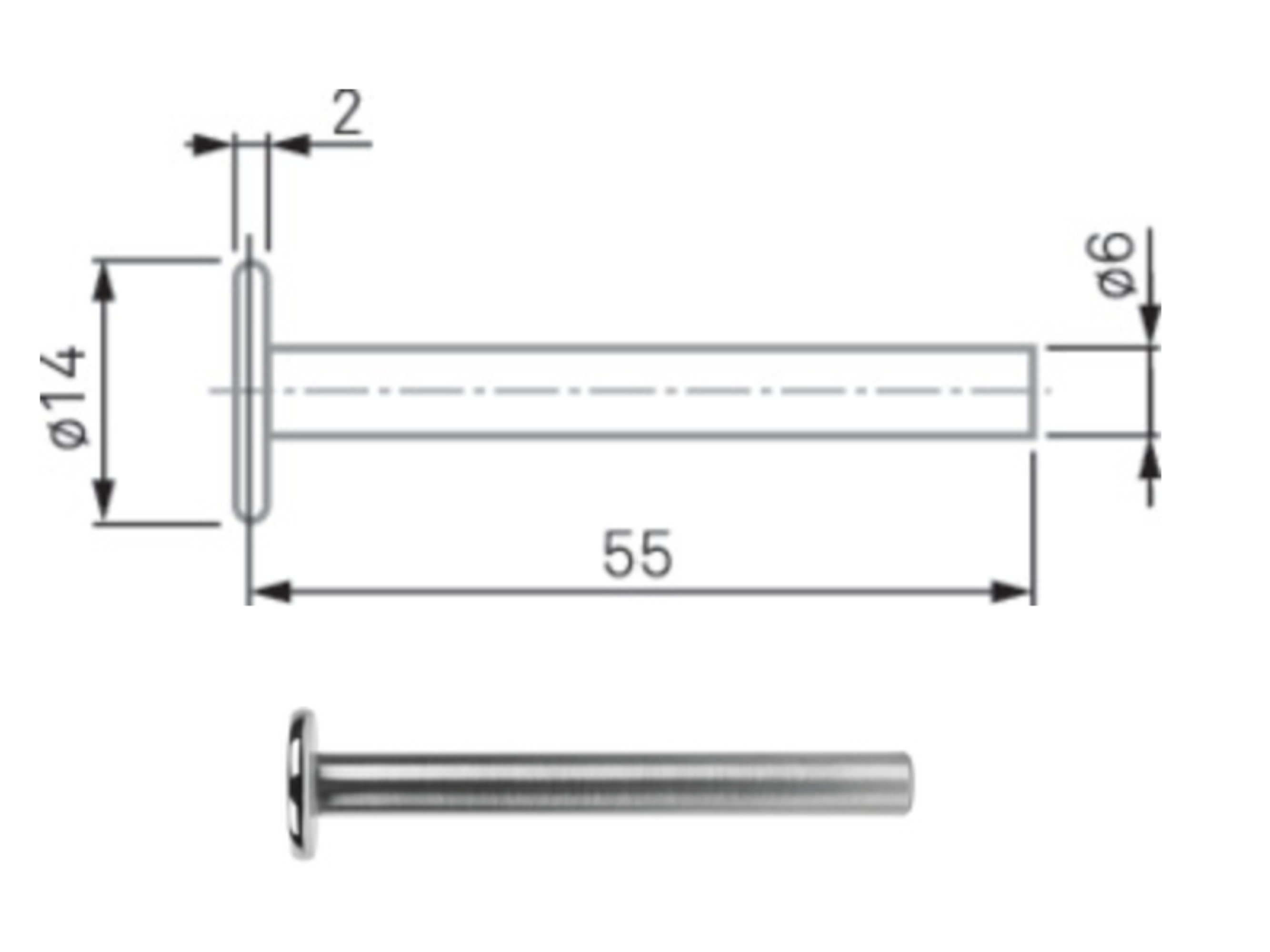 Disc Probe Carbide Ø 6 mm Shank, Ø 14 mm, L = 56 mm 00760075