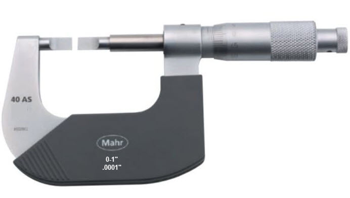 Mahr 40AS Mechanical Micrometers Micromar non rotating spindle blade micrometers, Range 0-1'' x .0.0001'' 4134930