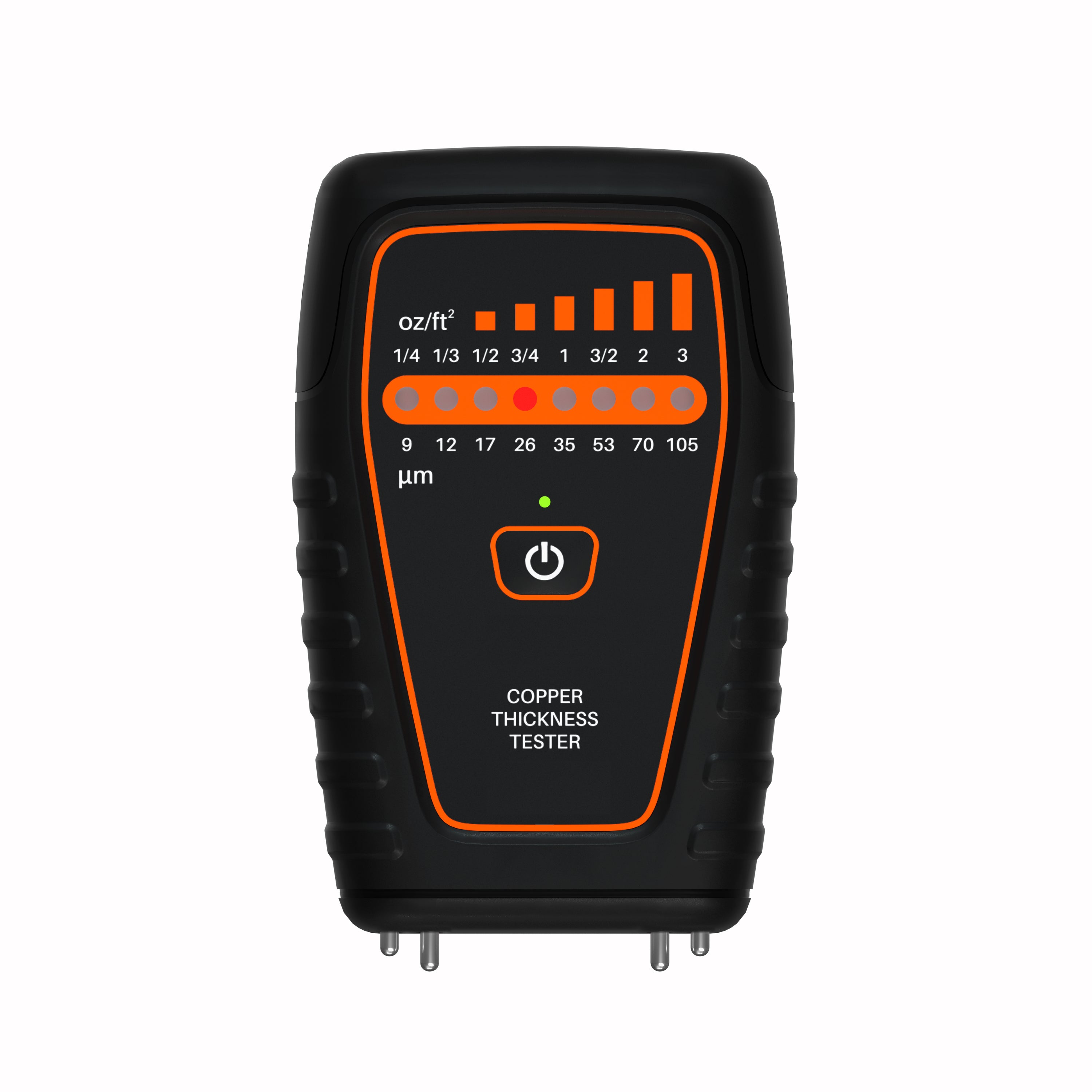 Copper foil thickness gauge EC-3000 Copper Thickness Tester Measuring range 0—122μm(0—3.5oz/ft2) Metric units(μm) 9,12,17,26,35,53,70,105 Imperial units(oz/ft2) 1/4,1/3,1/2,3/4,1,3/2,2,3 Unit oz/ft2,μm