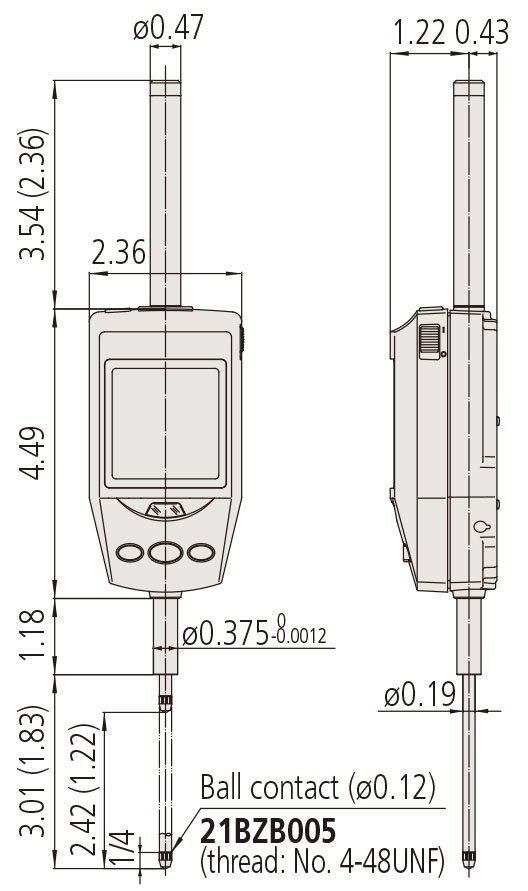 Digital Indicator High Accuracy ID-H, 60.9mm/2.4", BS AC-Adapter, .0005mm/.00002" 543-562E