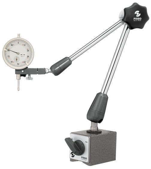 FISSO 3340.15 Classic Line Model: 3300-40 F + SM - 3D articulated gauging arm with on off magnet, 3/8" Stem with 3/8" to 8mm bushing , Indicator Not supplied