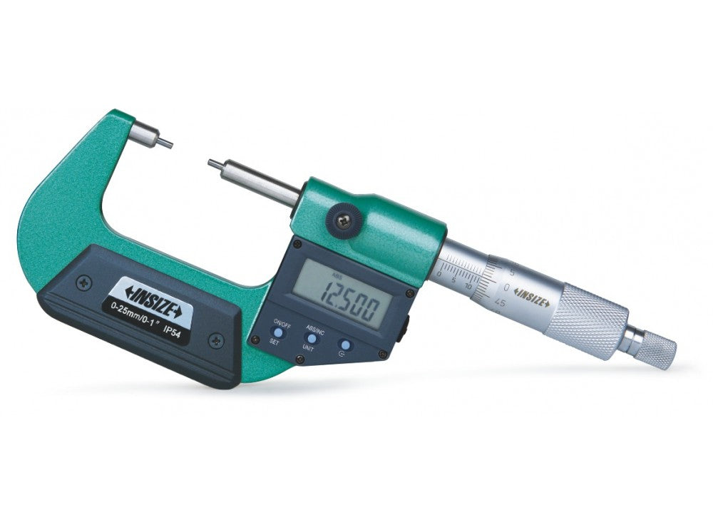 Insize Digital Spline Micrometer (5xΦ2mm), 0-25mm/0-1" Resolution .001mm/.00005" 3533-25