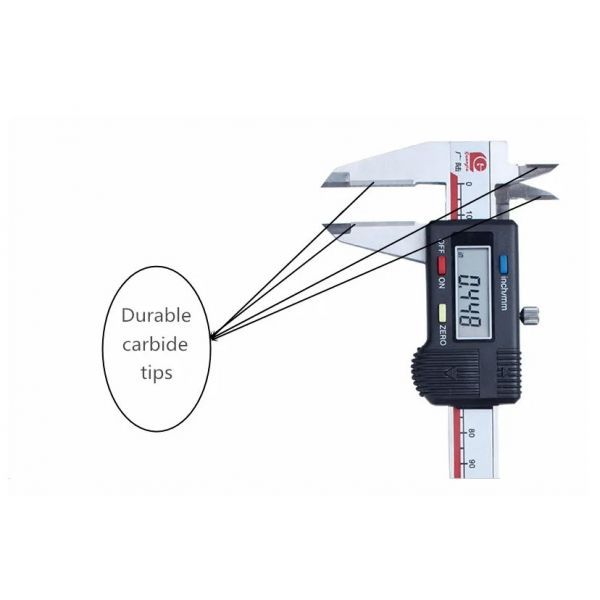 Inspec Digital Caliper with Carbide Jaws 0-200mm/0-8" 111-252