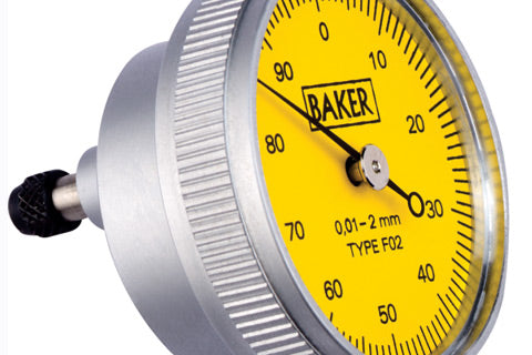 Baker U102 Universal Test set Back plunger Dial Indicator, 0.01 x 2mm Range, 0-100 Bezel 38mm