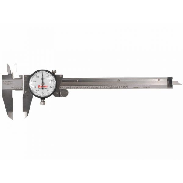 Starrett Dial Caliper 0-6" Measurement units inch Resolution .001" Thumb roller Depth Rod Type Blade Range (in): .100"