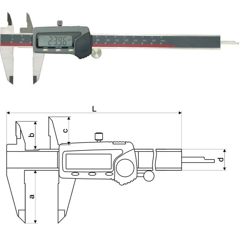 Inspec Digital Caliper C/W Upper Jaw One Direction 90150mm/0-6" 112-211