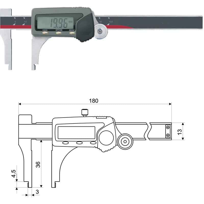 Inspec Digital Caliper (with Thumb Roller) 0-100mm/0-4"  111-245