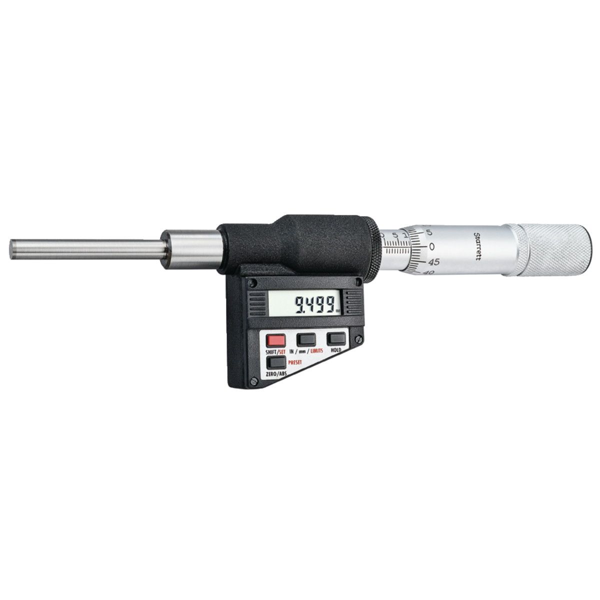 Starrett 762XFL-2 Digital Micrometer Head, Non-Rotating Spindle, 0-2" Range, 0.00005" Graduation, +/-0.00008" Accuracy, Friction Thimble, Lock Nut, Carbide Face