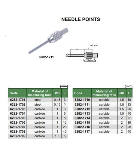 Needle Point INSIZE d=0.45mm, 5mm, Steel (6282-1702)