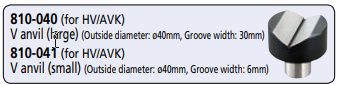 V-anvil small groove length 40 mm, Ø3 mm- Ø9 mm 810-041