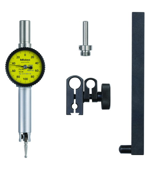 Dial Test Indicator, Pocket Type 0.2mm, 0.002mm, D=4/8 mm Stem, with Bracket 513-503-10T