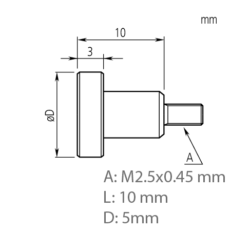 Mitutoyo 101188  Flat Contact Point, 1/2" Diameter x 3/8" length