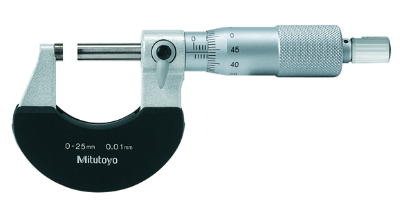 Mitutoyo Outside Micrometer with  Heat Ins. Plate 0-25mm, 0,01mm 102-301