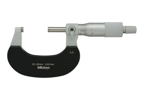 Mitutoyo Outside Micrometer with  Heat Ins. Plate 25-50mm, Ratchet, 0,001mm 102-312