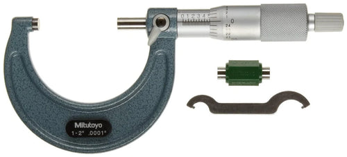 Mitutoyo Metric Analogue Outside Micrometer 1-2", Ratchet Stop 103-132 Graduation .0001"