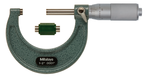 Mitutoyo Metric Analogue Outside Micrometer 1-2", Ratchet Stop 103-136 Friction Thimble