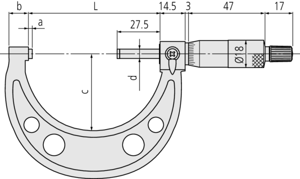 Mitutoyo Imperial Analogue Outside Micrometer 8-9", Ratchet Stop  103-185