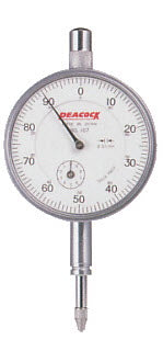 Peacock 107N Dial Indicator, 0-.4'' Range, 0.001'' Resolution, +/-0.001'' Accuracy, 0-100 Dial Reading, With Lug Back, White Face