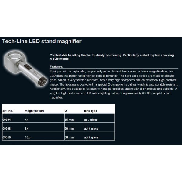 Schweizer 09310 Tech-Line LED stand magnifier 10x