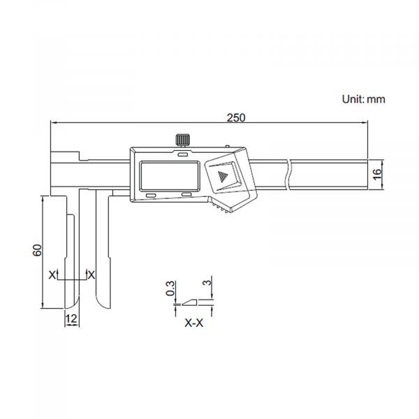 Insize ELECTRONIC INSIDE KNIFE-EDGE CALIPER, .6-6"/15-150mm Resolution .01mm/.0005" 1123-150