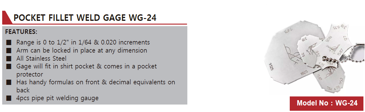 WG-27 Adjustable Fillet Weld Gage