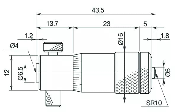 Mitutoyo Inside Micrometer, Interchangeable Rods 50-300mm, with 5 Rods, Carbide Measuring Faces 141-212