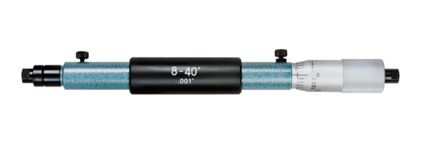 Mitutoyo Inside Micrometer, Interchangeable Rods 8-40", with 3 Rods, Hardened Face 141-122