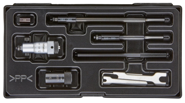 Mitutoyo Inside Micrometer, Interchangeable Rods 50-200mm, with 3 Rods, Hardened Face 141-205