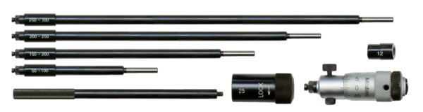 Mitutoyo Inside Micrometer, Interchangeable Rods 50-300mm, with 5 Rods, Carbide Measuring Faces 141-212