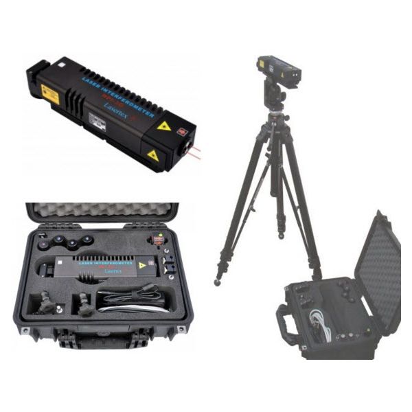 Lasertex HPI-3D laser interferometer. Range 0-30M ( 80M Available) Resolution 0.1 nm, Accuracy 0.4 ppm, With Tripod, Wireless connection to a PC, Native resolution of 100 pm, Measurements of vibration up to 100 kHz, Dynamic measurements up to 100 000 samp