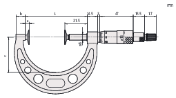 Mitutoyo Disc Micrometer, Non-Rotating Spindle, 0-25mm, Full Faced, D=14,3mm 169-101-10