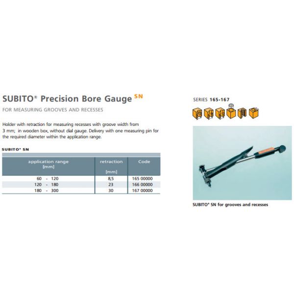 Schwenk 16600000 Precision Bore Gauge For Measuring Grooves & Recesses, application range[mm] 120-180, Retraction 23mm